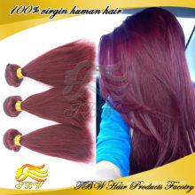 Wholesale Virgin Brazilian Straight Human Hair Extensions Color 99j Hair Weave